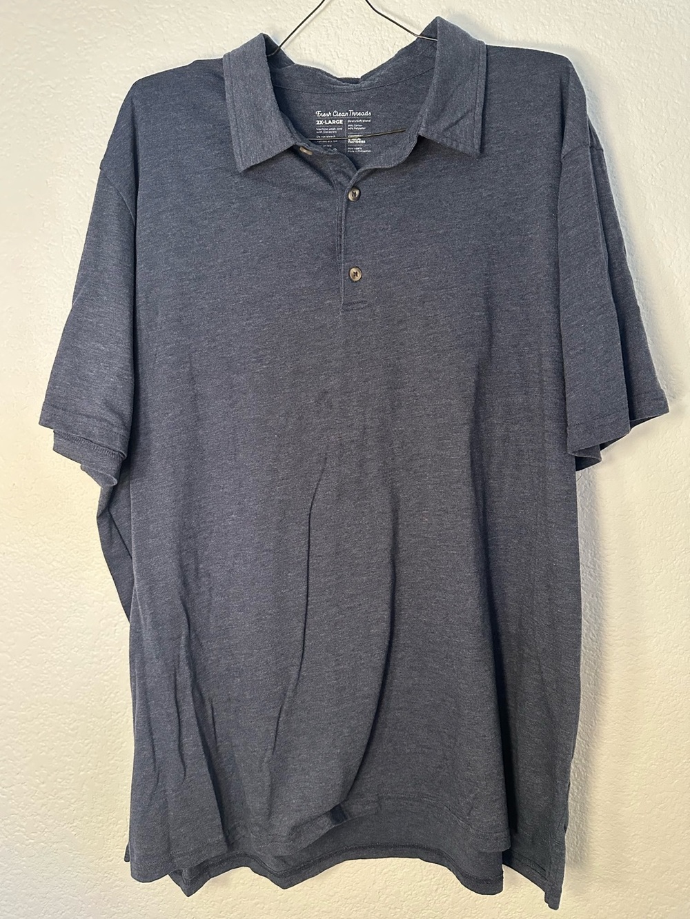 Fresh Clean Threads Men’s 2XL Polo Shirt Dark Heather Navy Stratusoft Blend